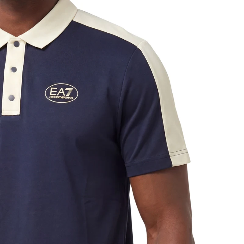 EA7 Polo algodón Logo Series Armani Blue - Imagen 2