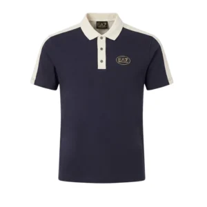 EA7 Polo algodón Logo Series Armani Blue