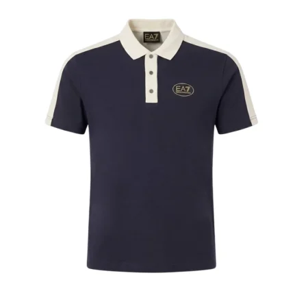 EA7 Polo algodón Logo Series Armani Blue