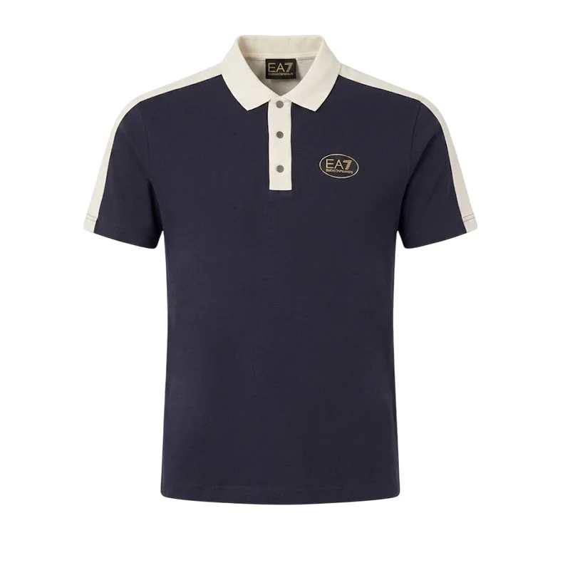 EA7 Polo algodón Logo Series Armani Blue