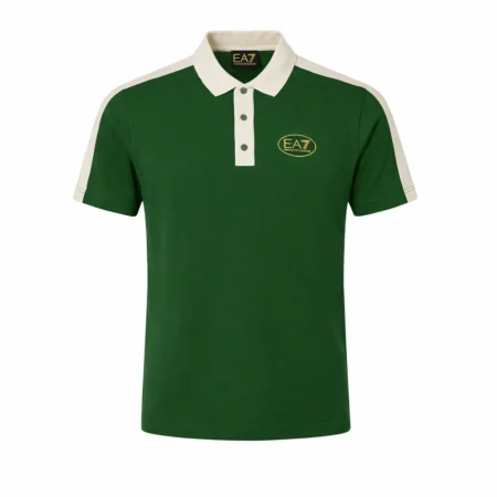 EA7 Polo algodón Logo Series Verde Militar